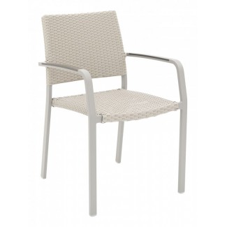 AL-5725A Modern Outdoor Woven Commercial Restaurant Resort Stacking Arm Chair 